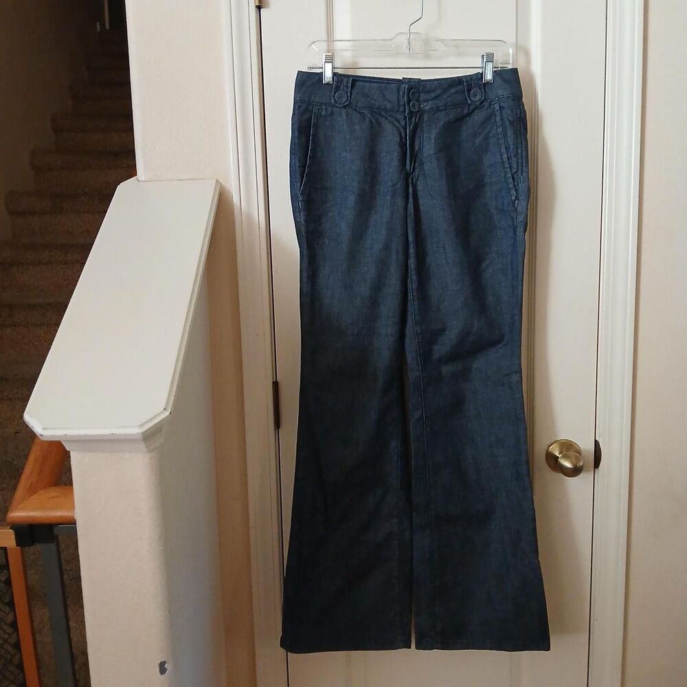 Banana Republic Dark Wash Denim Flare Trouser Jeans 6 Capsule Wardrobe Staple